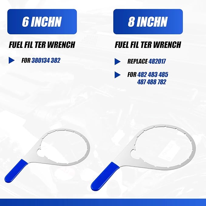 4 Pcs Fuel Filter Wrench Set, 4.6'' & 5'' & 6'' & 8'', Compatible with Various Fuel Filter Sizes Include Water Separator, Engines (Blue)