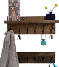 Coat Rack with Shelf Wall Mounted with Storage (Choose Your Length) Towel Rack Entryway Organizer Key Hooks (16" L (4 Hooks) Set of 2)