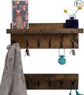 Coat Rack with Shelf Wall Mounted with Storage (Choose Your Length) Towel Rack Entryway Organizer Key Hooks (32" L (8 Hooks) Set of 2)