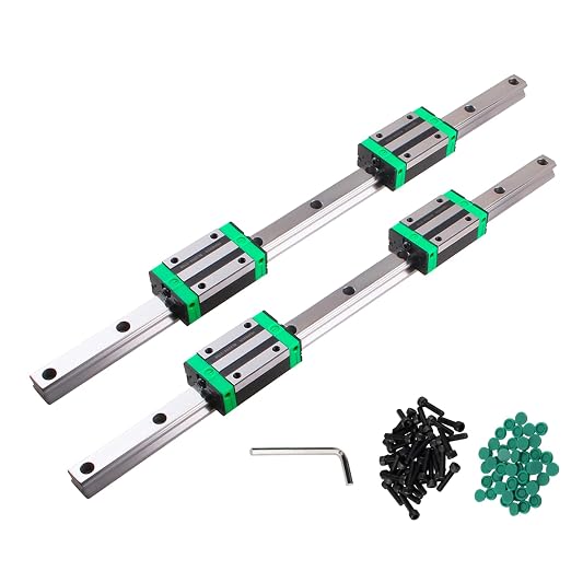 ANWOK 2Pcs Linear Rail HGR20-1500mm + 4Pcs HGH20CA Square Type Carriage Bearing Block, Linear Slide Rail Guide Rail Length 59 inch for DIY CNC Routers Lathes Mills