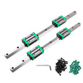 ANWOK 2Pcs Linear Rail HGR20-1500mm + 4Pcs HGH20CA Square Type Carriage Bearing Block, Linear Slide Rail Guide Rail Length 59 inch for DIY CNC Routers Lathes Mills