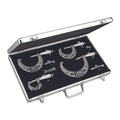 Starrett Outside Micrometer Set with Ratchet Stop, Ring-Type Knurled Lock Nut and Satin Chrome Finish - Quick and Easy Adjustment, 0-4" Set Range, .0001" Graduations - ST444.1BXRLZ