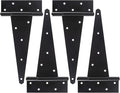 12 Inch T-Strap Shed Door Hinges Heavy Duty, Black Tee Hinge for Wooden Fences, Yard Door, Barn Door Gates, Wrought Hardware Rustproof, 4PCS