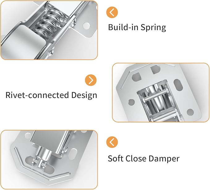 Chibery 10 Pack 90 Degree Soft Close Surface Mount Spring Hinges, Easy Installation No Pre-drilled, Noiseless Frameless Hidden Concealed Kitchen Cabinet Hinge for Cupboard Folded Replacement Hardware
