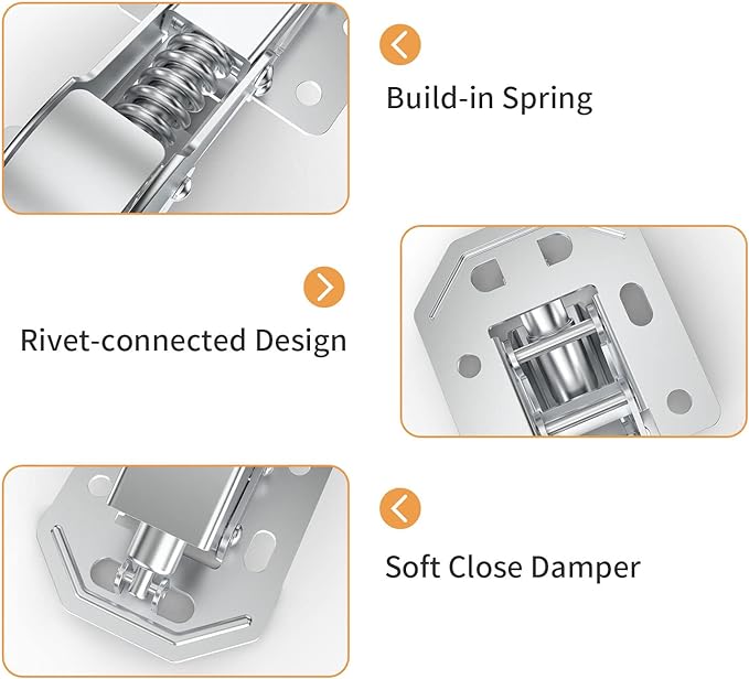 Chibery 50 Pack 90 Degree Soft Close Surface Mount Spring Hinges, No Pre-drilled Easy Installation, Noiseless Frameless Hidden Concealed Kitchen Cabinet Hinge for Cupboard Folded Replacement Hardware