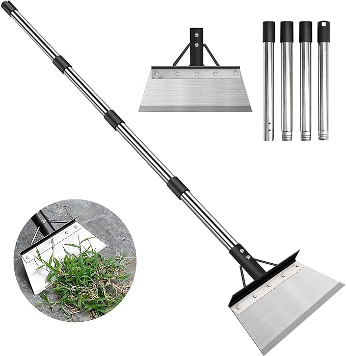 INCIKITI Multifunctional Garden Cleaning Shovel, Heavy Duty Steel Flat Shovel with 59" Adjustable Handle, Snow Ice Scraper, Outdoor Spade Tool for Weeding, Lawn Edging, Digging, Ice Removal