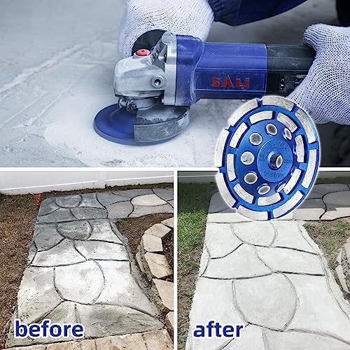 SALI 5PCS 7 Inch Concrete Grinding Wheels 20 Turbo Diamond Segments 5/8-11 Arbor Diamond Grinding Wheel Fit for Paint, Epoxy, Mastic Coating Removal with CDB. New Technology