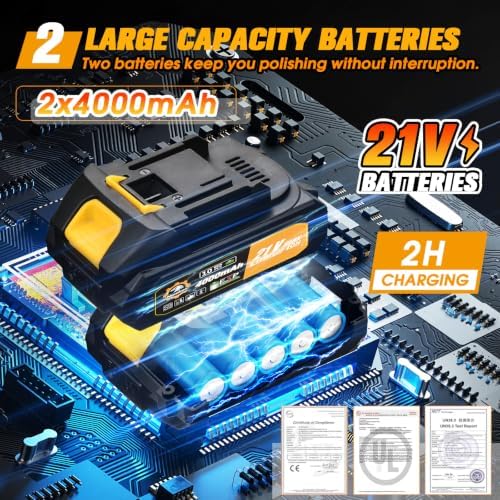 Cordless DA Polisher Kit with 2 x 4000mAh Batteries