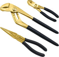 WEDO Brass Pliers Set with Non-Slip Handle - 8" Snipe Nose, 10" Groove Joint, 6" Slip Joint