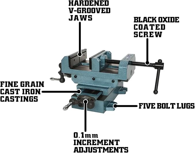 Wilton Cross-Slide Drill Press Vise, 6" Jaw Width & Max Opening, 2" Jaw Depth (Model CS6)