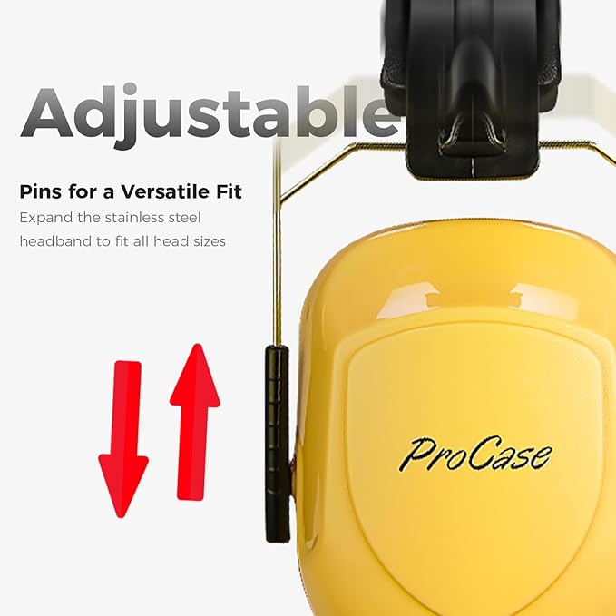 ProCase Noise Reduction Ear Muffs, Sound Proof Ear Protection, NRR 28dB Noise Cancelling Headphones for Adults Kids Autism, Hearing Protection for Shooting Gun Range Mowing -Yellow