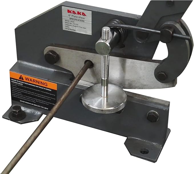 KAKA INDUSTRIAL Manual Metal Shear,6 inch Cutting Capacity for Steel Plate, Round and Flat Bars | Bench-Mount Hand Cutter HS-6