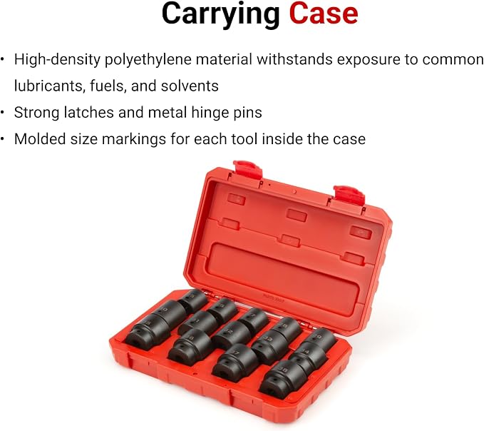 TEKTON 1/2 Inch Drive Impact Socket Set, 14-Piece | SID92325 | (25 - 38 mm), Shallow, 6-Point, Case