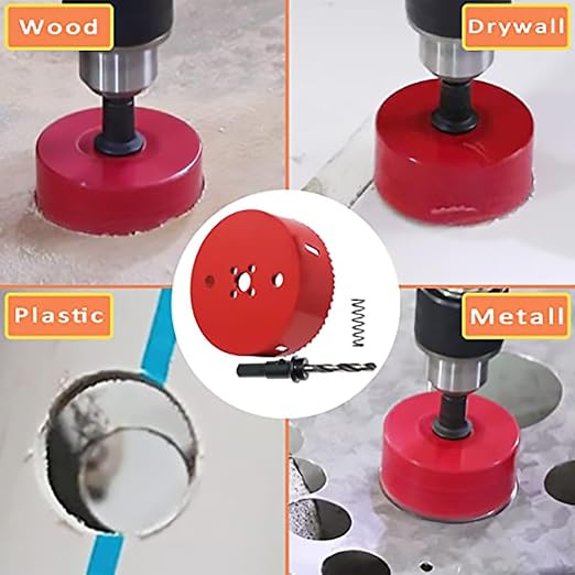 1-1/2 in. Bi-Metal Hole Saw Drill Bits - Versatile and Durable Hole Cutter for Wood, Plywood, Plaster Drywall, Ceiling, Plastic Pipe, PVC and Thin Metal - Includes Arbor & Pilot Bit (38mm)