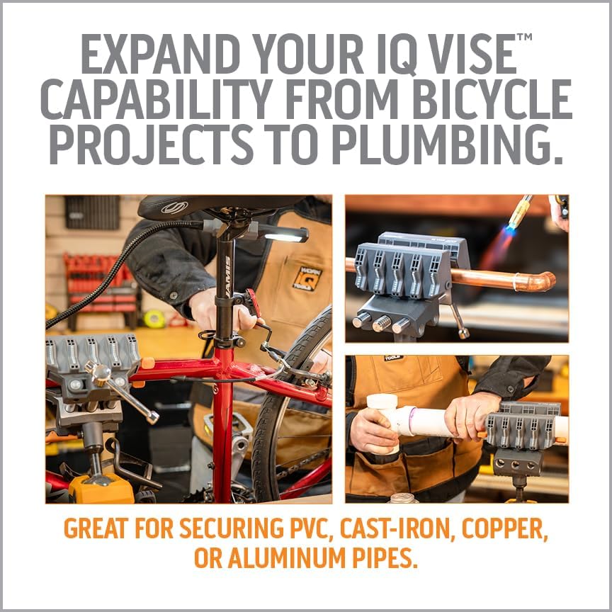 Work IQ Tools Pipe-Fit Vise Jaws | Double-Sided Jaws For Secure Grip | Upgraded Jaws for Securing PVC, Cast Iron, Copper or Aluminum Pipes and Tubes | Compatible with IQ Vise