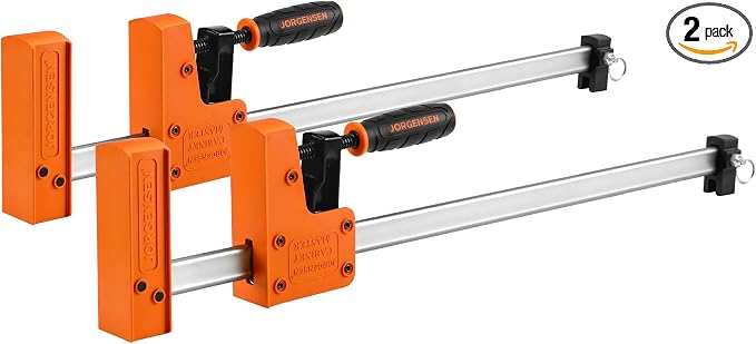 Jorgensen 18-inch Bar Clamps Set, 2-pack 90° Parallel Clamps Cabinet Master, Steel Jaw Bar Clamp for Woodworking, 1500 lbs Load Limited