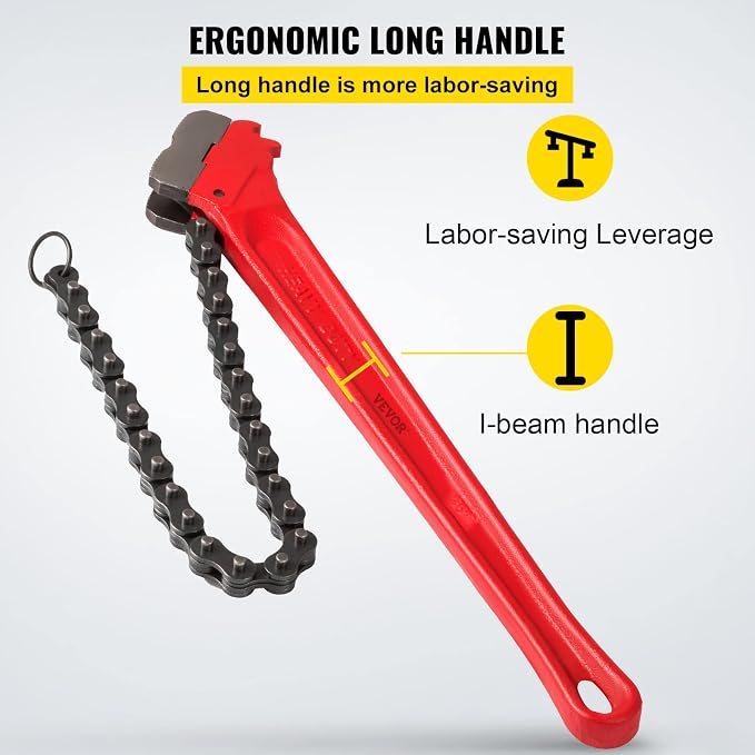 Mophorn Heavy Duty Oil Filter Chain Wrench, 36 inch, Double-Jaw & Anti-Skip Teeth, Ergonomic Handle, Rustproof Chain 30 inch