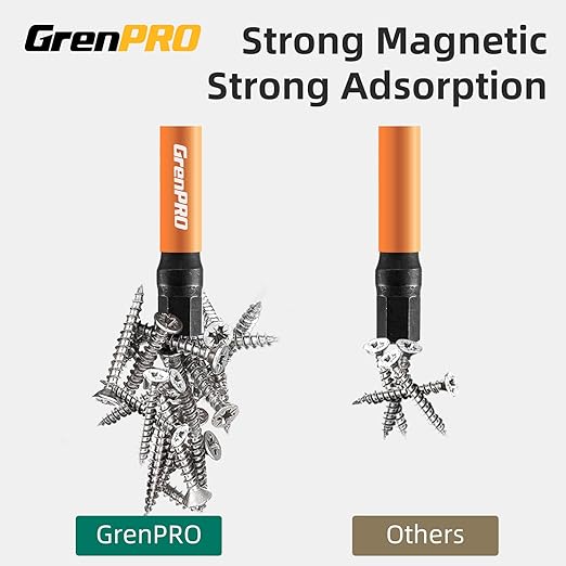 GRENPRO Allen Wrench Drill Bit Set 10pcs Metric, Impact Hex Head Screwdriver Bits Sets, 1/4” Hex-Shank S2 Steel, CNC Machined Tips With Magnetism, 2” Long Magnetic Driver Bit With Storage Box