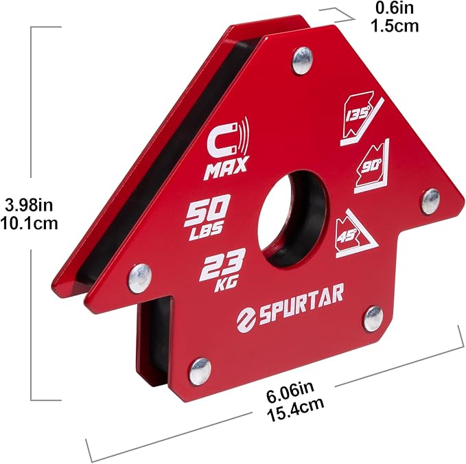 Spurtar Welding Magnets, 50lbs 4Pcs Welding Magnets and Clamps Heavy Duty Magnetic Holder Square 45°, 90°, 135° Degree Angle