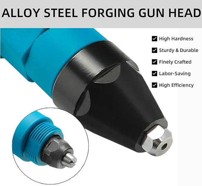 Cordless Electric Rivet Gun Adapter Kit, 1/4 Inch Hex Shank Blind Rivet Nut Drill Adapter Converter Convert Drill to RivetInsert Nut Tool Kit（Blue）