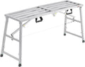 VEVOR Work Platform, 55"x 15" Portable Scaffolding Platform, Folding Steel Step Ladder Adjustable Height 27.5”-45.3”, 800 lbs Load Capacity, Non-Slip Drywall Painting Stool for Cleaning &Washing