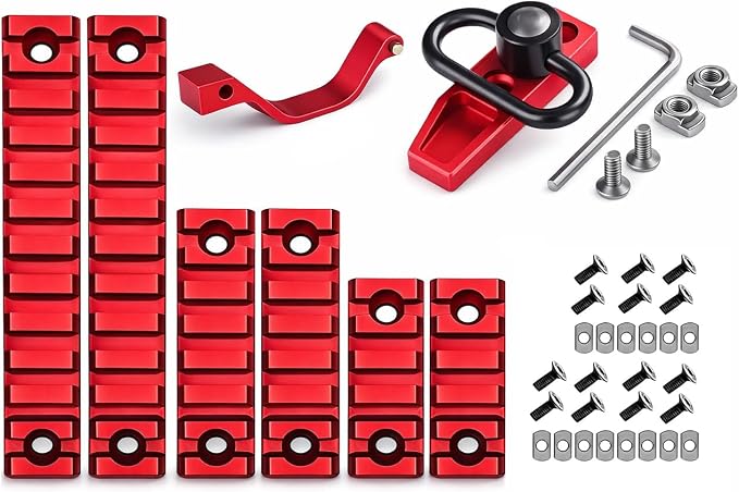 Gotical Combo of 5 Slots & 7 Slots M-Lock Rail Picatinny Rail Section Adapter Super Value Pack M-Lock with Set of Screws ML0K Picatinny Accessory Rail (Pack of 8 - Slots, Trigger & Attachment)