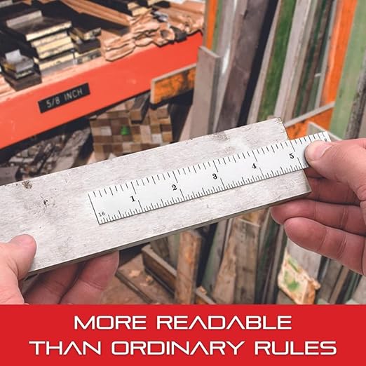Starrett Full Flexible Steel Rule with Satin Chrome Finish, Quick Reading, and Inch Graduation - 4R Graduation, 12" Length, 1/64" Thickness - C304R-12