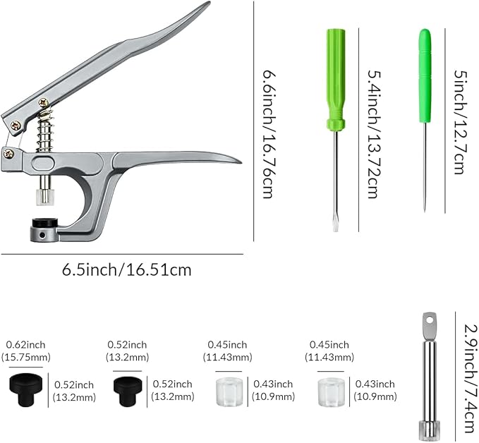Snap Pliers for Crafts Clothing, Hand-held Pliers Tool for Snaps Buttons, No-Sew Button Snap Fastener Press Attacher Punch for T3 T5 T8 Snaps