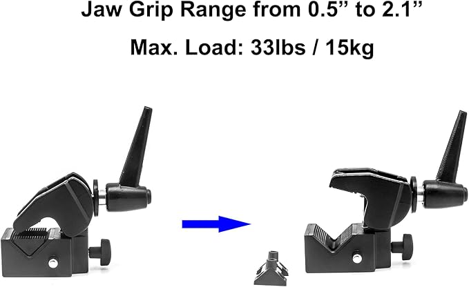 PHOCUS Super Clamp with 5/8" Stud, Spring Lock, 2.1" Jaw Grip, 2 Pack