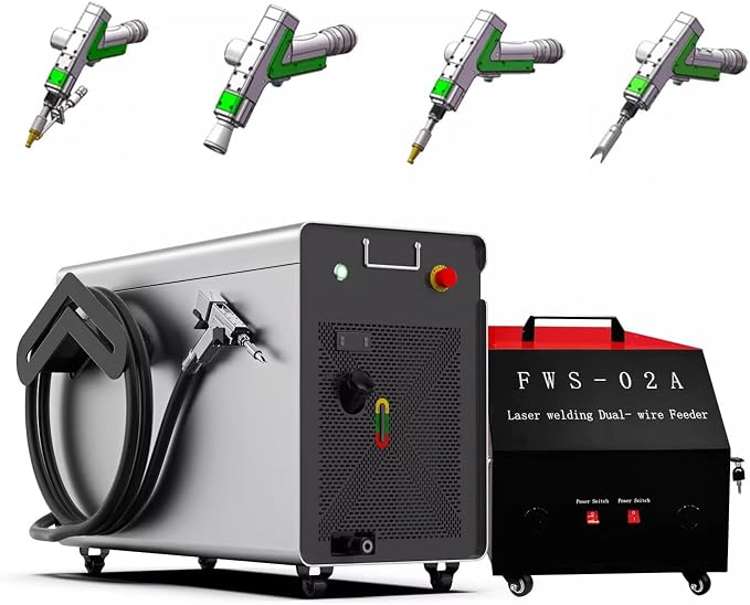 US Stock! 2000W Laser Welding Machine Double Wobble 6 in 1 Laser Welder/Cleaner/Cutter/Underwater Welding/Tack Weiding/Weld Seam Cleaning with Double Wire Feeder for Metal
