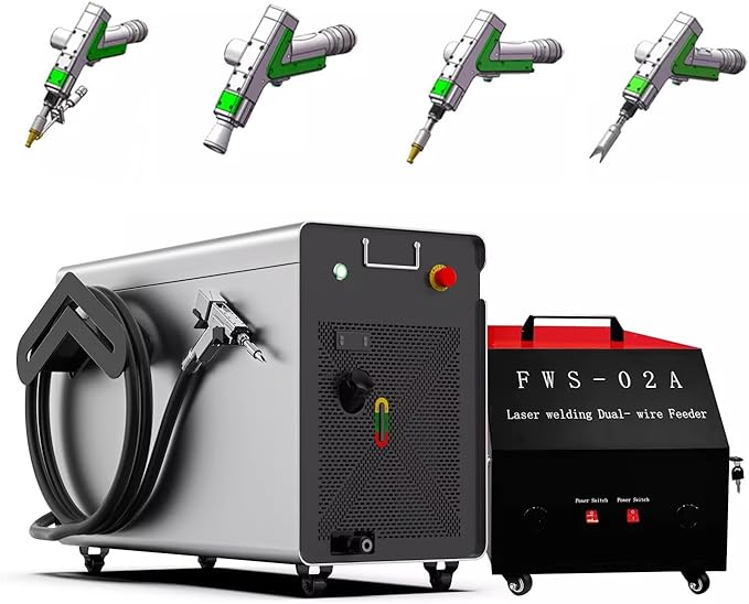 US Stock! 2000W Laser Welding Machine Double Wobble 6 in 1 Laser Welder/Cleaner/Cutter/Underwater Welding/Tack Weiding/Weld Seam Cleaning with Double Wire Feeder for Metal