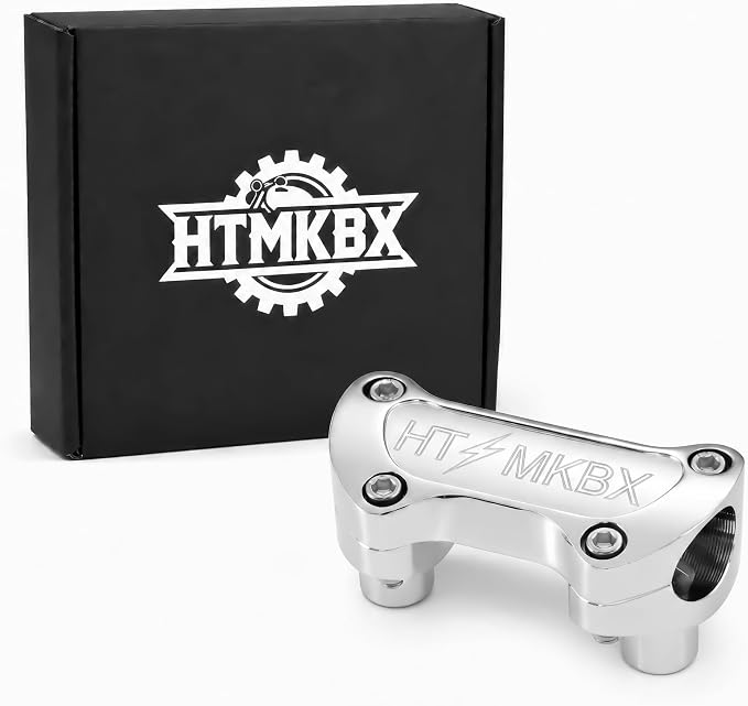 Chrome 1.25 inch Handlebar Riser Top Clamp Kit, 7075 Aluminum Bar Riser for 1.25” Handlebars, Fits Harley Touring Sportster Softail Dyna Models