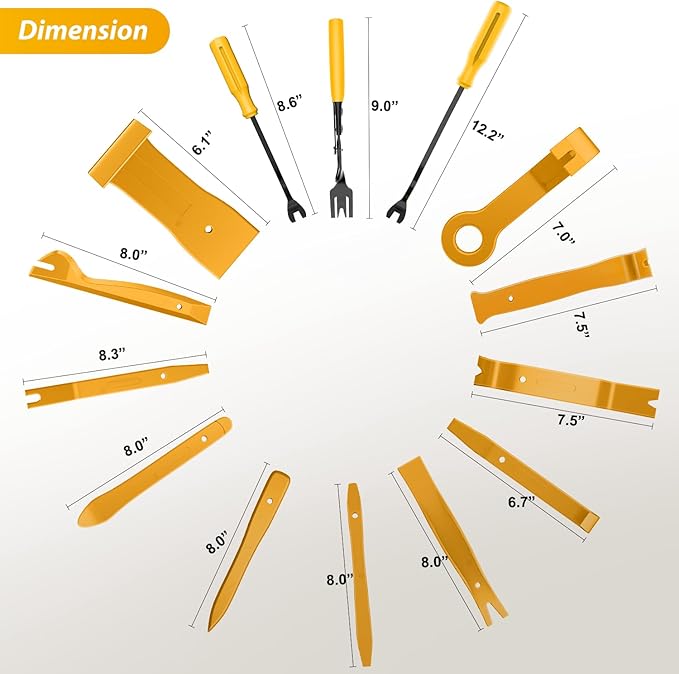 GOOACC 88Pcs Trim Removal Tool, Auto Push Pin Bumper Retainer Clip Set Fastener Terminal Remover Tool Adhesive Cable Clips Removal Kit Car Panel Radio Removal Auto Clip Pliers, Yellow