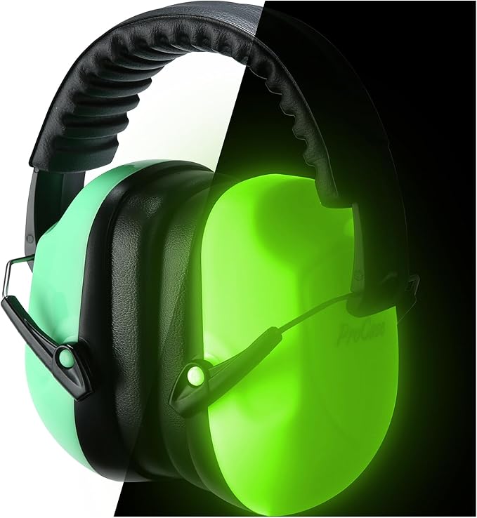 ProCase Noise Reduction Ear Muffs, Sound Proof Ear Protection, NRR 28dB Noise Cancelling Headphones for Adults Kids Autism, Hearing Protection for Shooting Gun Range Mowing -Luminous