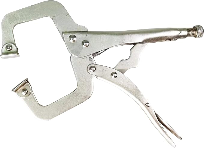 HFS (R) 11-Inch Swivel Pad Locking C-Clamp Locking Pliers (10 pcs) - Heavy-Duty Heat-Treated Steel with Nickel Plating