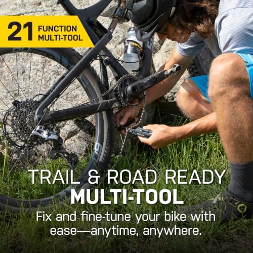 Topeak Hexus X Multi-Tool, 21-Function Bike Repair with Chain Tool, Tire Levers and Presta Core, Compact Chrome Vanadium Design for Road and Mountain Bikes