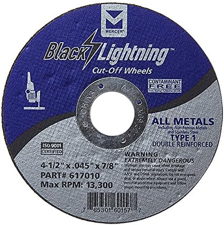 Mercer Industries 617010 Type 1 Double Reinforced Cut-Off Wheel, All Metals Cutting, including SS, 50 Pack, 4-1/2" x .045" x 7/8"
