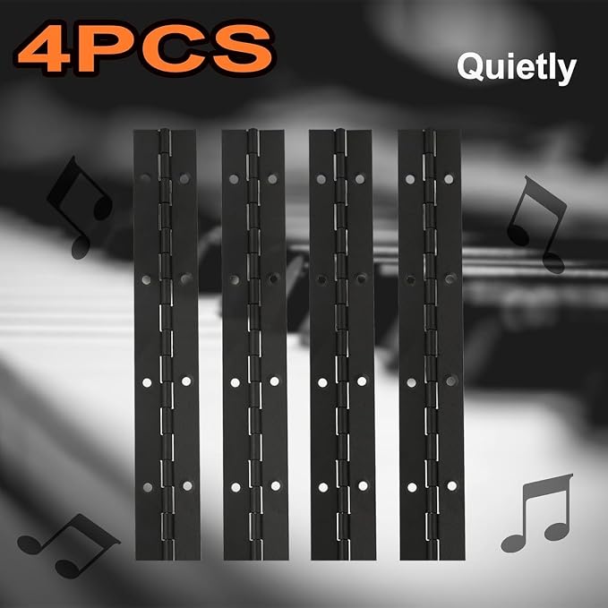 4Pcs 16Inch Continuous & Piano Hinges,1.2" Open Width 304 Stainless Steel Continuous Hinge with Holes, 0.04”Thick Heavy Duty Door Hinges for Cabinet Door Cases Woodworking