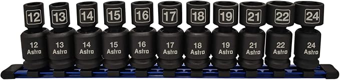 Astro Pneumatic Tool 78244 11Piece 1/2" Drive Nano Pinless Universal Impact Sockets - Metric