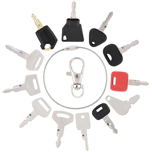 12 Pcs Heavy Equipment Keys Master Set, Replacement Ignition Key Compatible with Cat Caterpillar Case JD Hyster Komatsu Hitachi JCB Takeuchi Kubota Hyundai Kobelco Volvo Bobcat