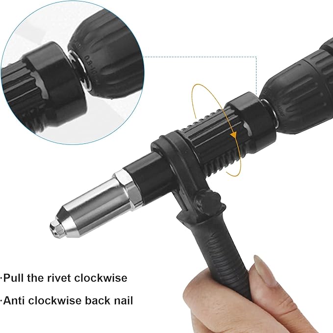 VIKKSAER Professional Electric Rivet Nut Gun Adaptor, Cordless Rivet Tool,Rivet Drill Attachment,Pop Rivet Gun Kit