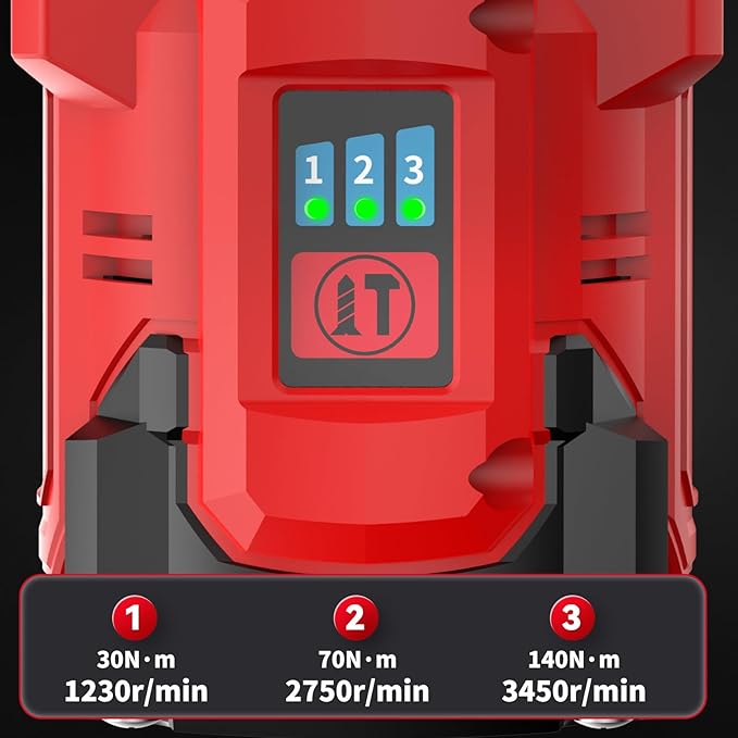 NAWIN Cordless Impact Driver Kit 16.8V Max Torque 140Nm（105ft-lbs）High Rotation Electric Impact Driver Brushless Motor Continuously Variable Rechargeable 1/4" impact driver 2.0Ah Batteries