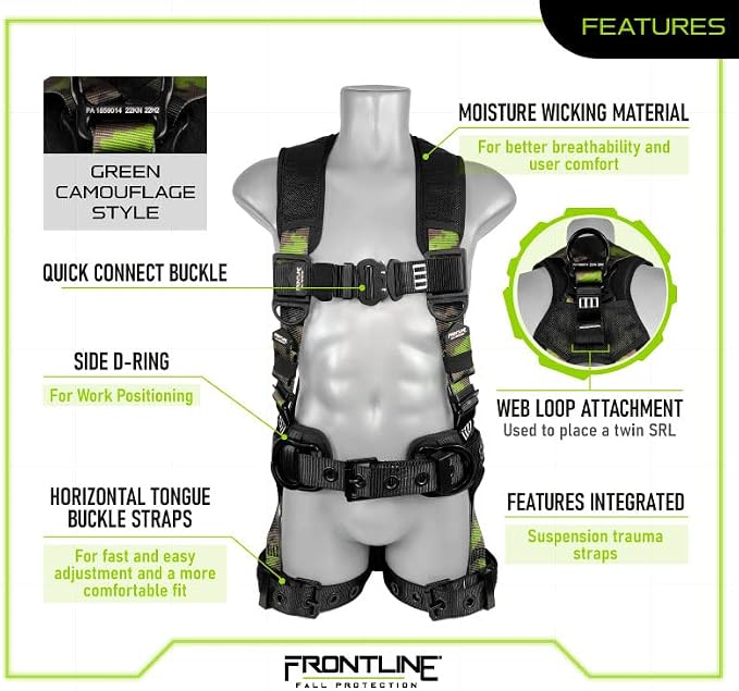 Frontline Full Body Harness | Suspension Trauma Straps| OSHA & ANSI Compliant