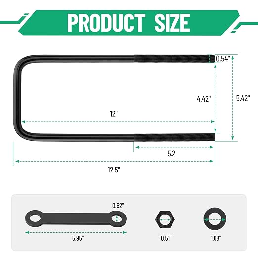 12 Inch Square Bend U-Bolt Kit for Truck Chassis