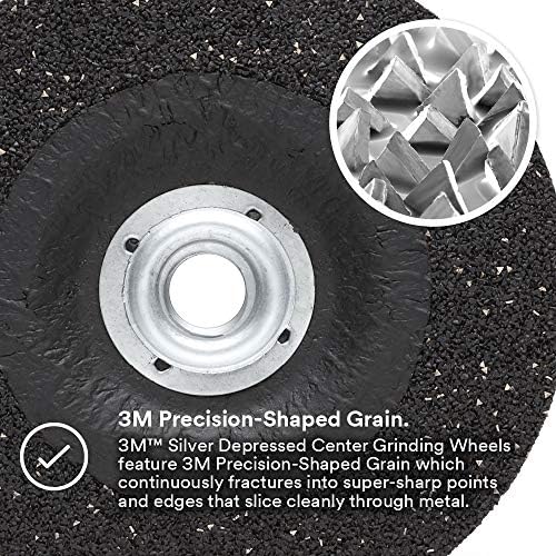 3M Silver Depressed Center Grinding Wheel, 87661, 36+, T27 Quick Change