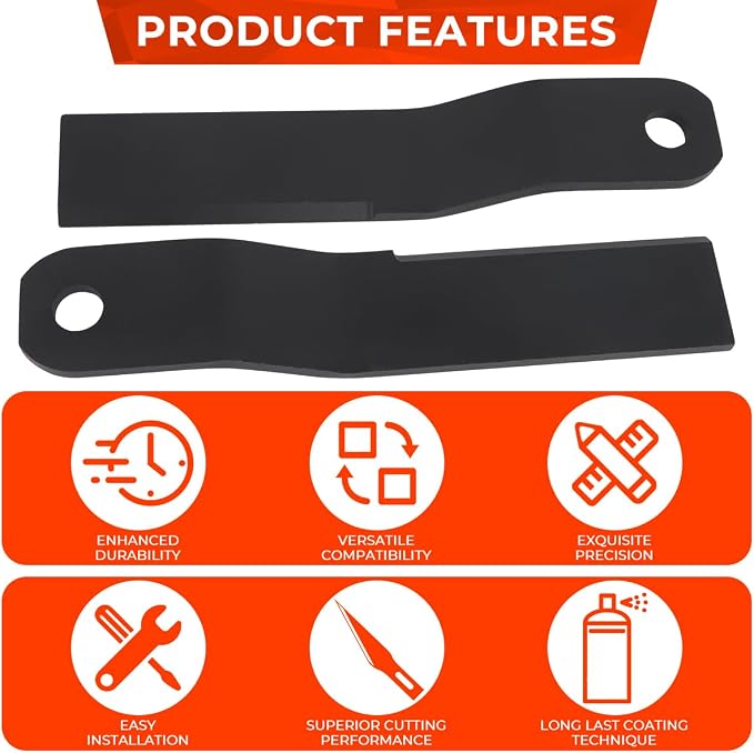 MOTOQUEEN Replacement Blades for Wolverine BC-13-72W Brush Cutter, Heavy Duty NM400 Steel Brush Hog Blades for Skid Steer Mowers, 2 Pack, 14-1/2" x 2-3/4" x 3/8", 1" Mounting Hole