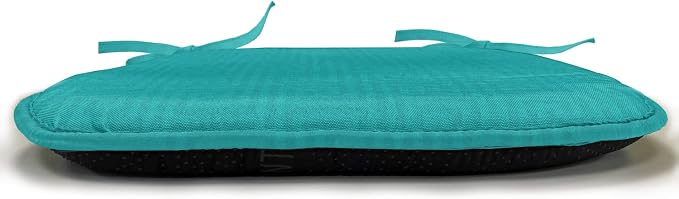 Lunarable Abstract Chair Seating Cushion Set of 8, Classic Monochrome Design Meander Greek Motif Repetition Illustration, Anti-Slip Seat Padding for Kitchen & Patio, 16"x16", Teal and Dark Turquoise