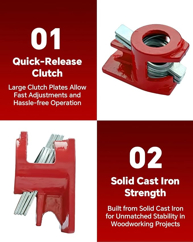 ATPEAM 3/4'' Wood Gluing Pipe Clamp Set 4 Pack Heavy Duty Cast Iron Quick Release Pipe Clamps for Woodworking(4, 3/4")