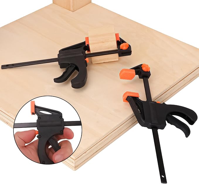 18 PCS 4 Inch Bar Clamps for Woodworking, Orange E-Z Hold Woodworking Bar Clamps Set, One-Handed Quick F Clamps, F Clamps Set for Carpenters & Woodworkers Tools