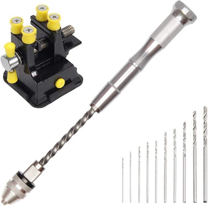 Pin Vise Hand Drill Bits(11PCS), Hand Drill Bits Set Precision Hand Drill Bits Rotary Tool for Wood, Manual Work DIY, Jewelry, Assembling, Model Making,with suction cup